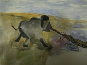 Crocodile attacks elephant